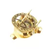 Busolă Giftdeco SUN023F, alamă și piele, diametru 7,5 cm, stil retro, vintage, colonial