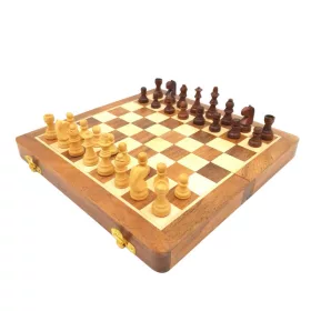 Set sah magnetic Giftdeco DNU-026, lemn si alama, 25 x 25 cm