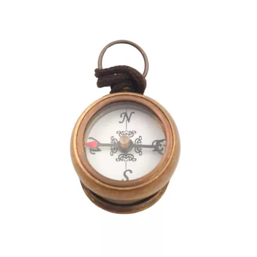 Breloc busola Giftdeco CL336/1, metal si sticla, finisaj alama, 3 x 17 cm