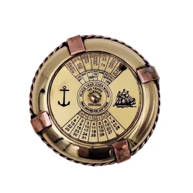   Calendar perpetuu Giftdeco NI1422 din alamă, formă colac de salvare, diametru 7 cm, stil nautic
