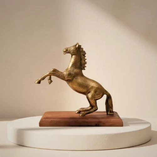 Figurină decorativa Giftdeco NI9537, aluminiu și lemn, 27,5 x 15 x 27,5 cm, stil retro, glamour
