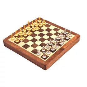 Set sah Giftdeco, alamă și lemn, înălțime 2,8 cm