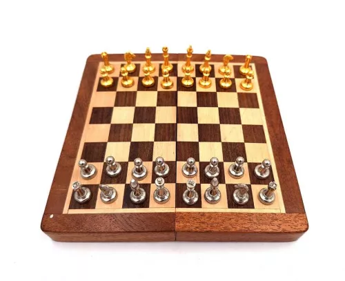 Set sah Giftdeco, alamă și lemn, înălțime 2,8 cm