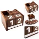 Calendar perpetuu Giftdeco CAL-1894 din lemn, 11,4 x 11,4 cm, cu 6 suporturi pentru cană