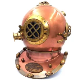   Cască de scafandru decorativa Giftdeco NI1431, aluminiu și cupru, înălțime 45 cm, stil vintage, nautic, industrial