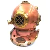 Cască de scafandru decorativa Giftdeco NI1431, aluminiu și cupru, înălțime 45 cm, stil vintage, nautic, industrial