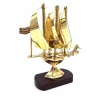 Obiect decorativ Giftdeco N-4450A, alamă și lemn, înălțime 20 cm, stil nautic