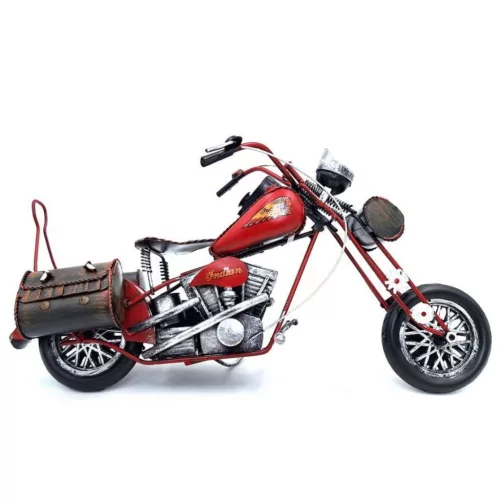 Macheta motocicleta chopper Giftdeco 040SMT, metal rosie, 35,5 cm