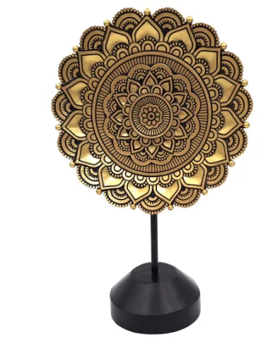 Figurina Mandala ovala Giftdeco 44032FJH, polirasina aurie, 28 cm