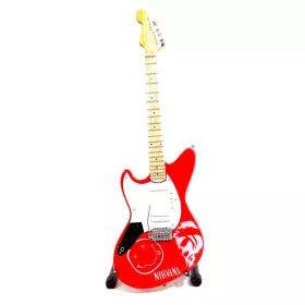   Miniatură chitara Indomini MGT-5753B, Nirvana Curt Cobain, lemn de mahon, înălțime 27,5 cm, lățime 9 cm