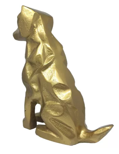 Figurina caine Giftdeco DOG2, aluminiu auriu, 26 x 23 x 8,5 cm