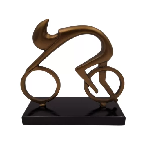 Figurină decorativa Giftdeco VB26/9, alamă, metal și lemn, înălțime 18 cm, lățime 19 cm, stil industrial, minimalist, modern