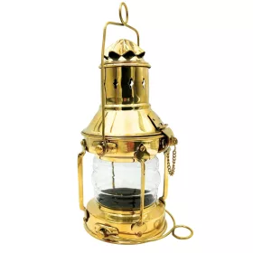   Lampa nautica retro Giftdeco SL10, alama si sticla, auriu, 26 x 15 cm
