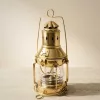 Lampa nautica retro Giftdeco SL10, alama si sticla, auriu, 26 x 15 cm