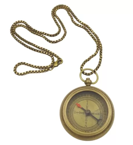 Busolă Giftdeco, alamă și piele, lățime 100 cm, lungime 40 cm, stil retro, clasic