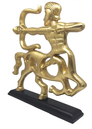 Figurină decorativa Divine Dekor SAG2, aluminiu și lemn, 25 x 21,5 x 4,5 cm, stil modern
