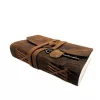 Jurnal din piele naturala Giftdeco AH02, 200 pagini, curea si cheita, 18 x 13 cm