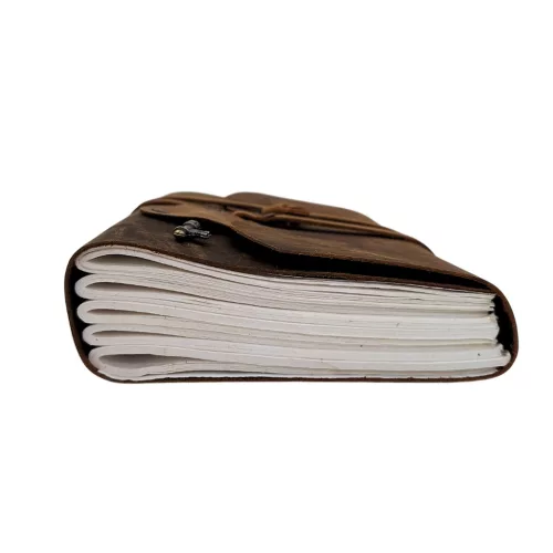 Jurnal din piele naturala Giftdeco AH02, 200 pagini, curea si cheita, 18 x 13 cm