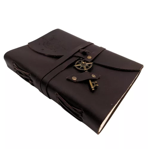 Jurnal Giftdeco AH03, piele de bivol și metal, 18 x 13 cm, stil retro, vintage, nautic