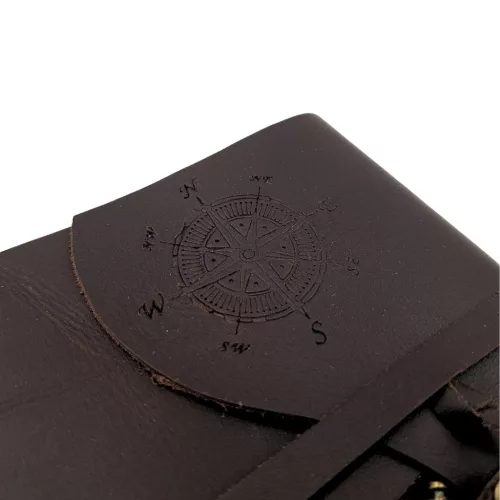 Jurnal Giftdeco AH03, piele de bivol și metal, 18 x 13 cm, stil retro, vintage, nautic