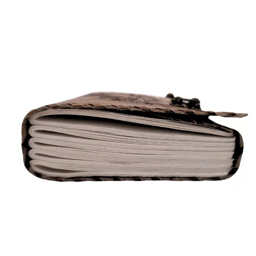 Jurnal Giftdeco AH05, piele de capra si metal, soare si luna, 200 pagini, 18 x 13 cm, stil vintage