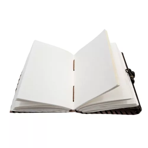 Jurnal Giftdeco AH05, piele de capra si metal, soare si luna, 200 pagini, 18 x 13 cm, stil vintage