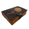 Jurnal Giftdeco AH08, piele de capra, copac si luna, granat si bej, 200 pagini, 18 x 13 cm