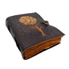 Jurnal Giftdeco AH08, piele de capra, copac si luna, granat si bej, 200 pagini, 18 x 13 cm