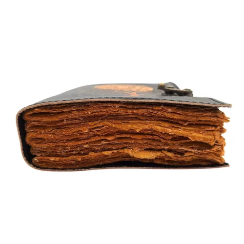 Jurnal Giftdeco AH08, piele de capra, copac si luna, granat si bej, 200 pagini, 18 x 13 cm