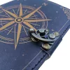 Jurnal Giftdeco AH09, piele de capra neagra, trandafirul vanturilor auriu, 200 pagini, 18 x 13 cm