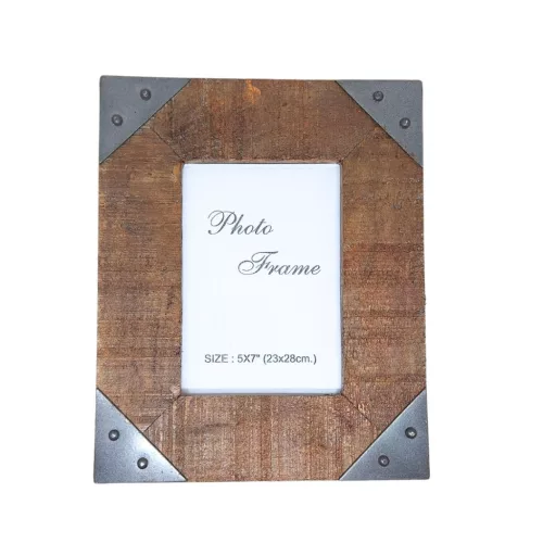 Rama foto Giftdeco 30375A, lemn de mango si metal, foto 13 x 18 cm, 27,5 x 22,5 cm, stil vintage