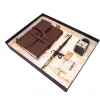 Set de caligrafie La Kaligrafica, piele, oțel, metal și lemn, 15 x 11 x 2 cm, stil clasic