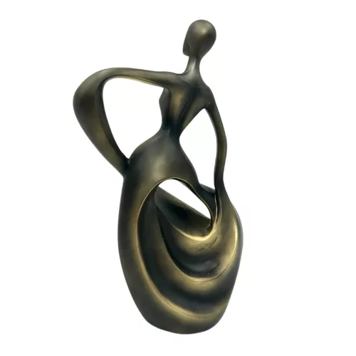 Figurină dansatoare Giftdeco E44446, rășină, auriu antichizat, 14,1 x 6,8 x 24,2 cm