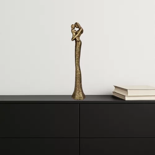 Figurină mamă cu copil Giftdeco E43586, rășină, auriu-negru, 5,5 x 5,2 x 26,8 cm