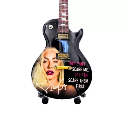 Miniatură chitara Indomini SPE-132, Lady Gaga, lemn de mahon, înălțime 27,5 cm, lățime 9 cm