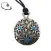 Colier Giftdeco EST34, motiv stele, finisaj argintiu, cristale albastre, 45-62 cm