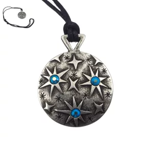   Colier Giftdeco EST34, motiv stele, finisaj argintiu, cristale albastre, 45-62 cm