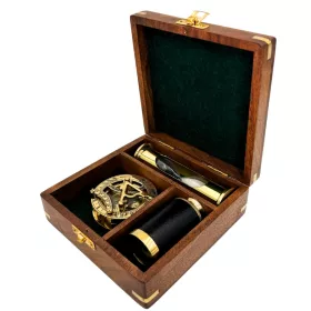   Set cadou retro Giftdeco NC102365 – busolă, lunetă și clepsidră