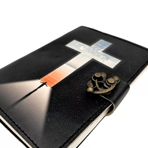 Jurnal Giftdeco AH15, piele de capra și metal, 15 x 10 cm, stil retro