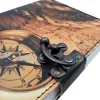 Busolă Giftdeco AH10A, piele de capra și metal, 18 x 13 cm, stil retro, vintage, nautic