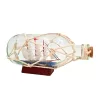 Corabie decorativă Giftdeco S2036B, sticlă și lemn, 18 x 7,5 x 8,5 cm, stil nautic, clasic, boho