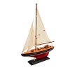 Machetă decorativă Giftdeco F1705-30ABC, iaht velier tip sloop, lemn și pânză, 30 x 5 x 42 cm
