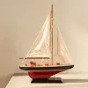 Machetă decorativă Giftdeco F1705-30ABC, iaht velier tip sloop, lemn și pânză, 30 x 5 x 42 cm