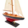 Machetă decorativă Giftdeco F1705-30ABC, iaht velier tip sloop, lemn și pânză, 30 x 5 x 42 cm