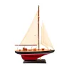 Machetă decorativă Giftdeco F1705-30ABC, iaht velier tip sloop, lemn și pânză, 30 x 5 x 42 cm