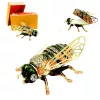Casetă pentru bijuterii Giftdeco HX542 în formă de albină, metal și cristale, 7,5 x 5 x 2,5 cm