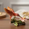 Casetă decorativă Giftdeco HX357 în formă de colibri, metal și cristale, 8 x 5,5 x 7 cm