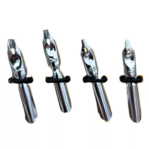 Set caligrafie Giftdeco EE5, pană de gâscă gri, 6 penițe și cerneală 15 ml