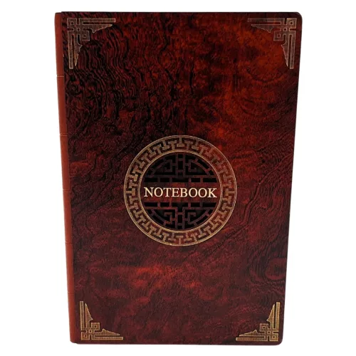 Caiet premium Giftdeco EE1, copertă din lemn, format A5, 108 pagini, maro