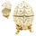 Casetă decorativă Giftdeco B0748-17WH, ou Fabergé, metal și cristale, 5,5 x 6,5 cm